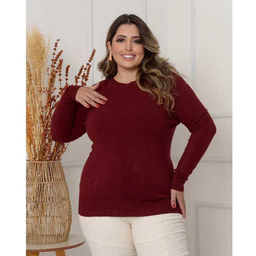 Suéter Plus Size Feminino Tricot Blusa de Frio Inverno Modal 3RD SD2006 em Oferta na Shopee