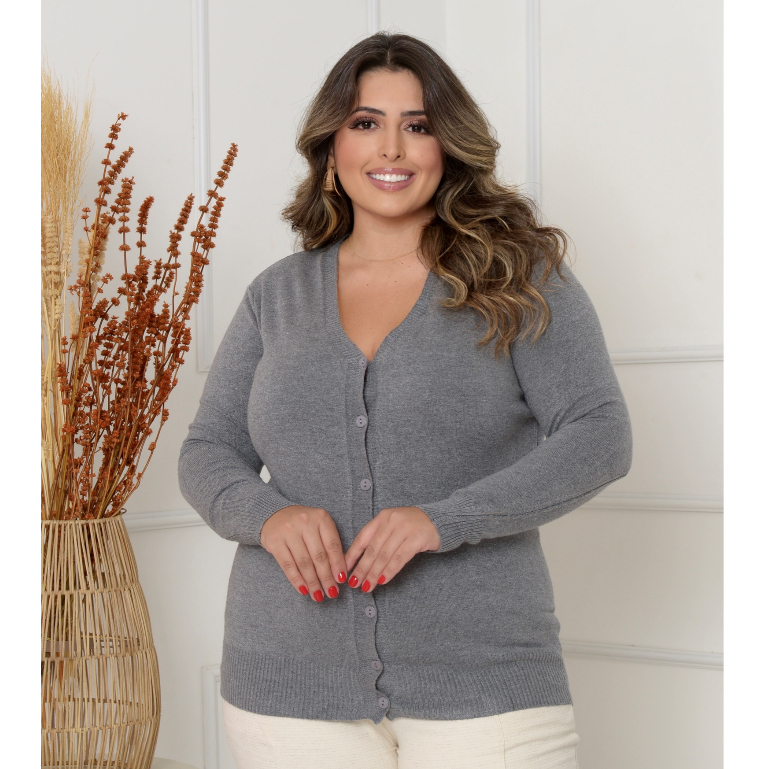 Casaco Plus Size  Feminino Com Botões Tricot Suéter Blusa Frio Inverno 3RD SD2070