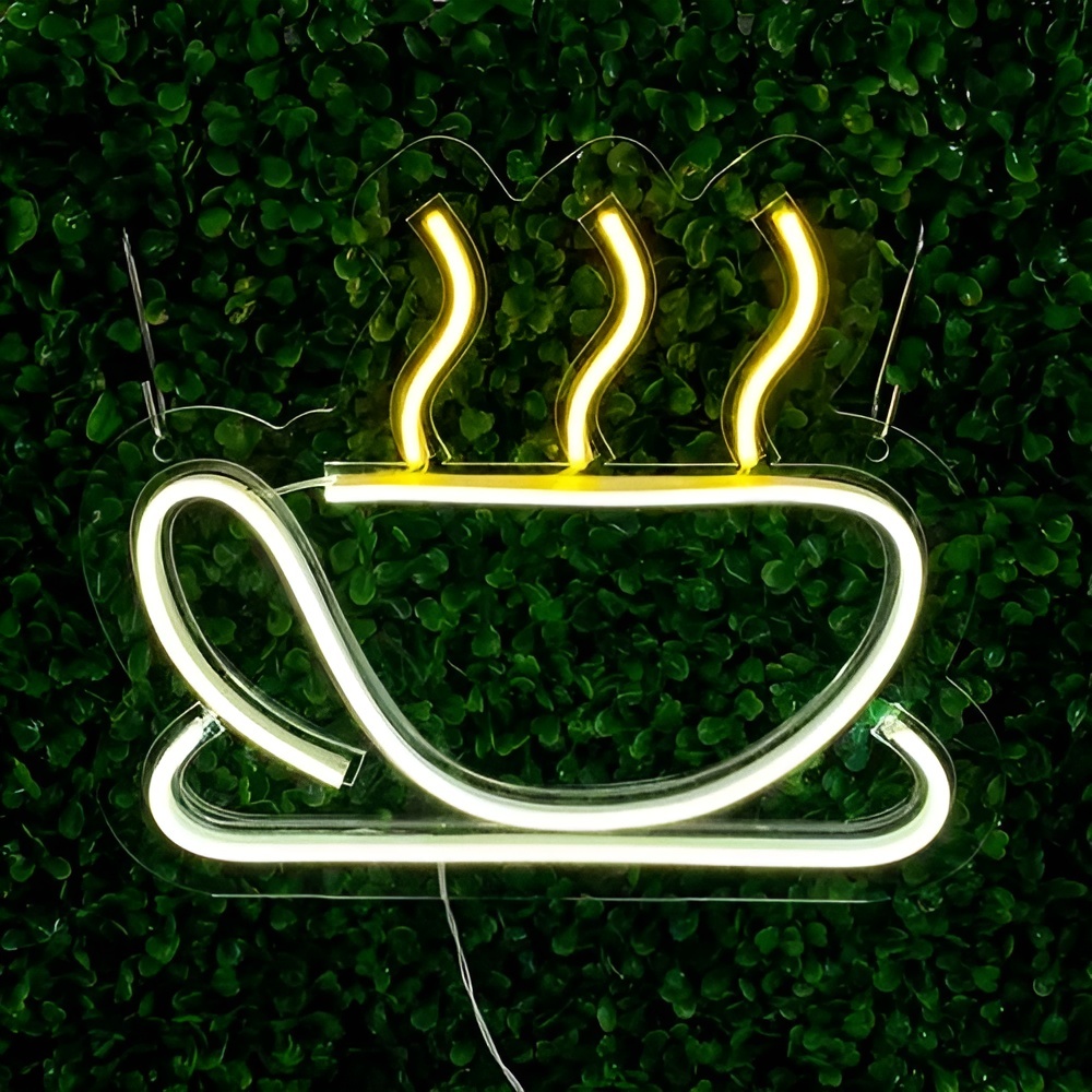 Luminária Neon Led Café Painel Placa Coffe Buy Cafe Luminoso Iluminação Xícara Brilhante Decoração