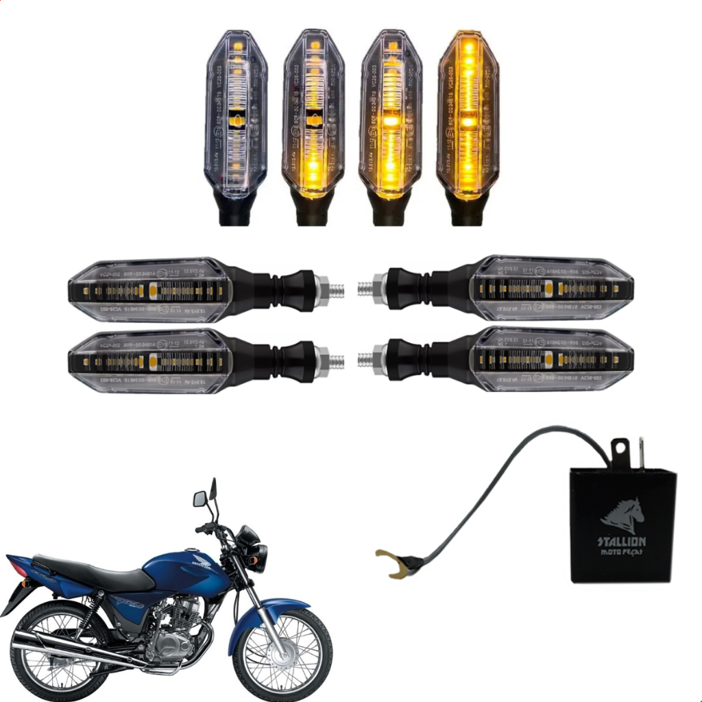 Seta Pisca Led E Rele Sequencial Stallion Para Cb Twister 4 Unidades em Oferta na Shopee