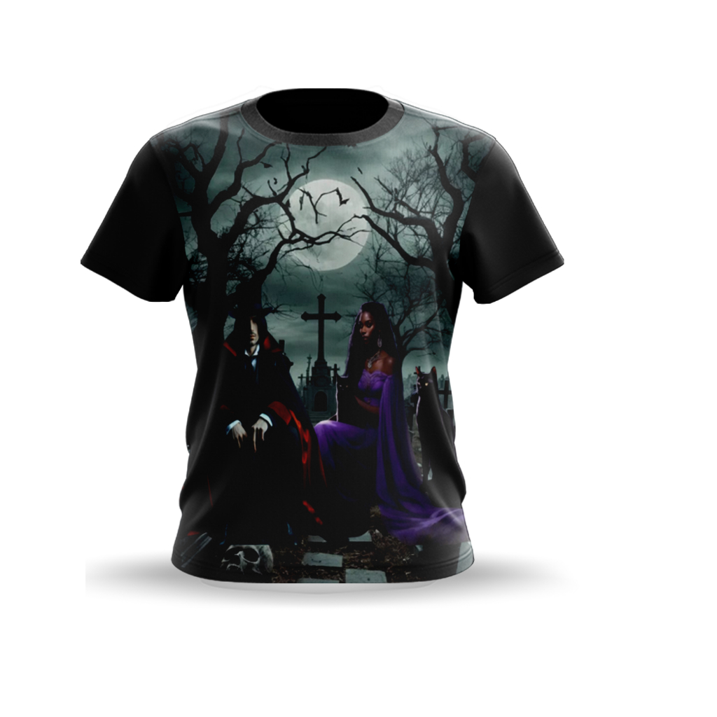 CAMISETA MARIA MULAMBO DAS ALMAS & EXU LUCIFER - UMBANDA & CANDOMBLÉ - TECIDO DRYFIT - SUBLIMADA - COD.742