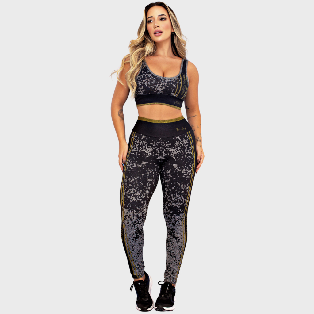 Conjunto Fitness Feminino Estampado Academia Tarelles