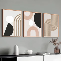 Trio Quadros Decoração Minimalista 40x60 Moldura Sala Grande Escritório