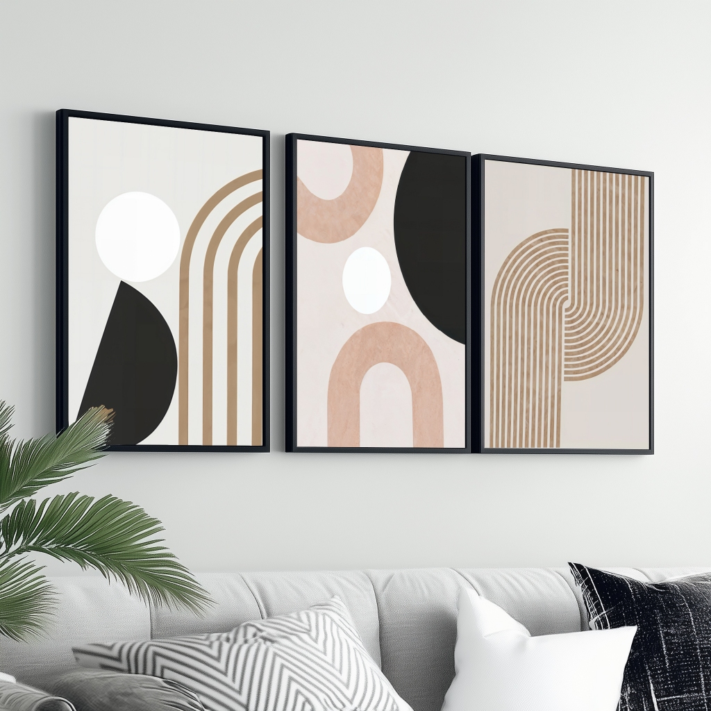 Kit 3 Quadros Decorativo Minimalista 50x70 Moldura Sala Grande Escritório