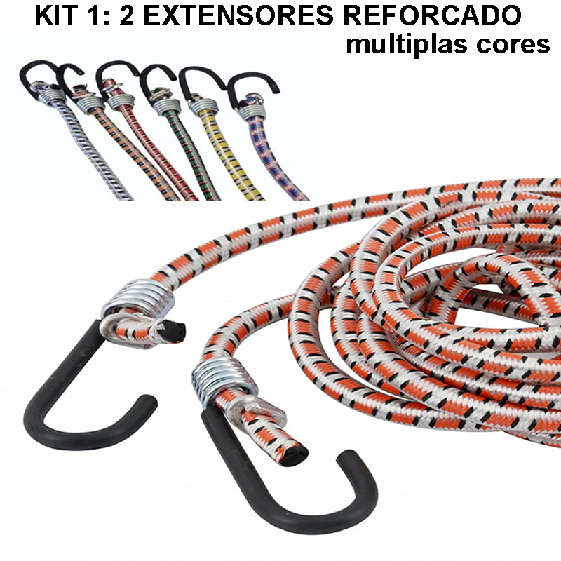 Extensor Elástico Amarração de Carga Moto, Bicicleta, bike, com 1,50 Metros,  Extensor  ponta ferro