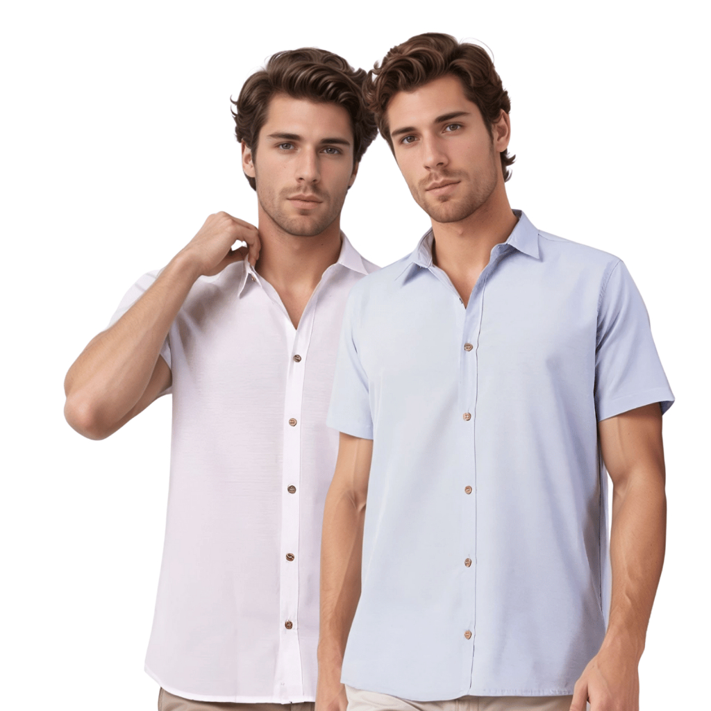 Kit 2 Camisa Linho Masculina Manga Curta Camisa Social Masculina Estilo Linho Blusa Social