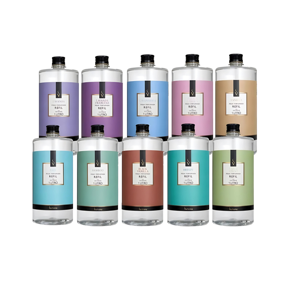 Refil Via Aroma 1l Agua Perfumada Aromatizador Tecido Roupas Via Aroma