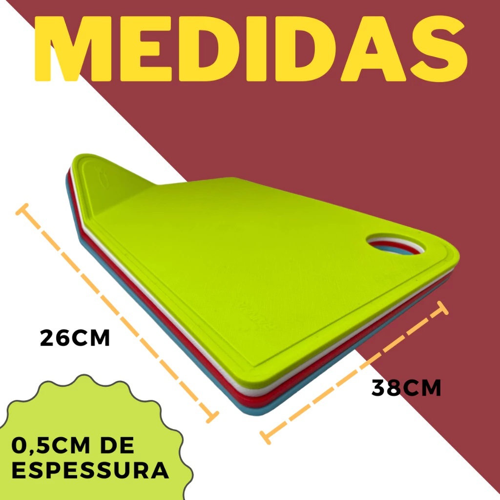 Kit Tábuas de Corte Multiuso 4 Cores Indicativas Antiderrapante Canaleta Para Liquido Suporte
