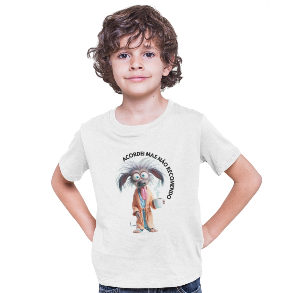 Camiseta Infantil Criança Frase Do Dia Desenho Animado Cachorro Moda Kids
