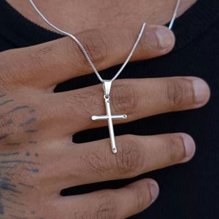 Colar Cruz Feminino Banho de Prata 925 Corrente Veneziana 45cm Pingente Delicado Elegante Presente em Oferta na Shopee