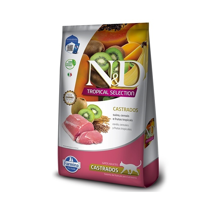 Ração ND Tropical Selection Sabor Suíno para Gatos Adultos Castrados 7Kg