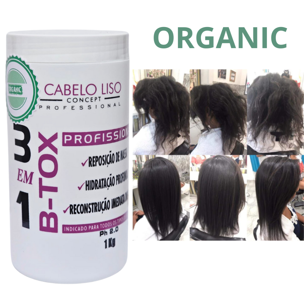 B-TOX 3em1 Organico 1kg - Cabelo Liso Profissonal em Oferta na Shopee