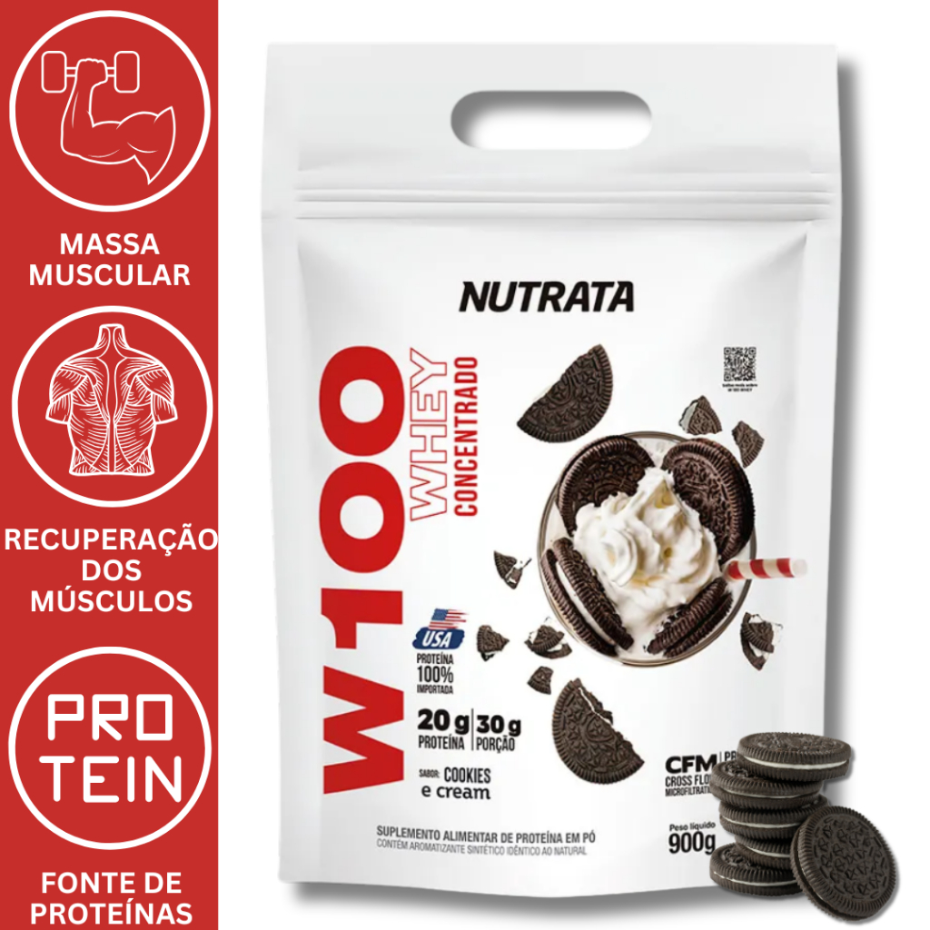 100% WHEY PROTEIN CONCENTRADO 900G REFIL (20g a 21g protein) - NUTRATA