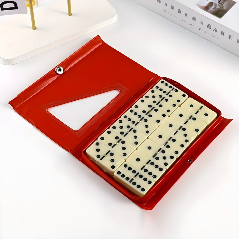 Domino Profissional De Osso Grande Estojo De Dominó Com 28 Peças Grandes Jogo Educativo Família