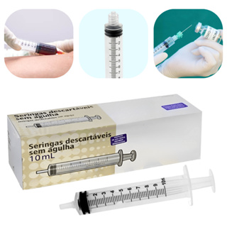 Kit Seringa Sem Agulha 10 ML Hipódermica Bico Lock Slip Descarpack em Oferta na Shopee