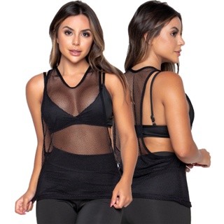 Regata Feminina Telinha Moda Fitness Blusa Tulle Academia Transparente Treino Tecido Esportes 246 em Oferta na Shopee