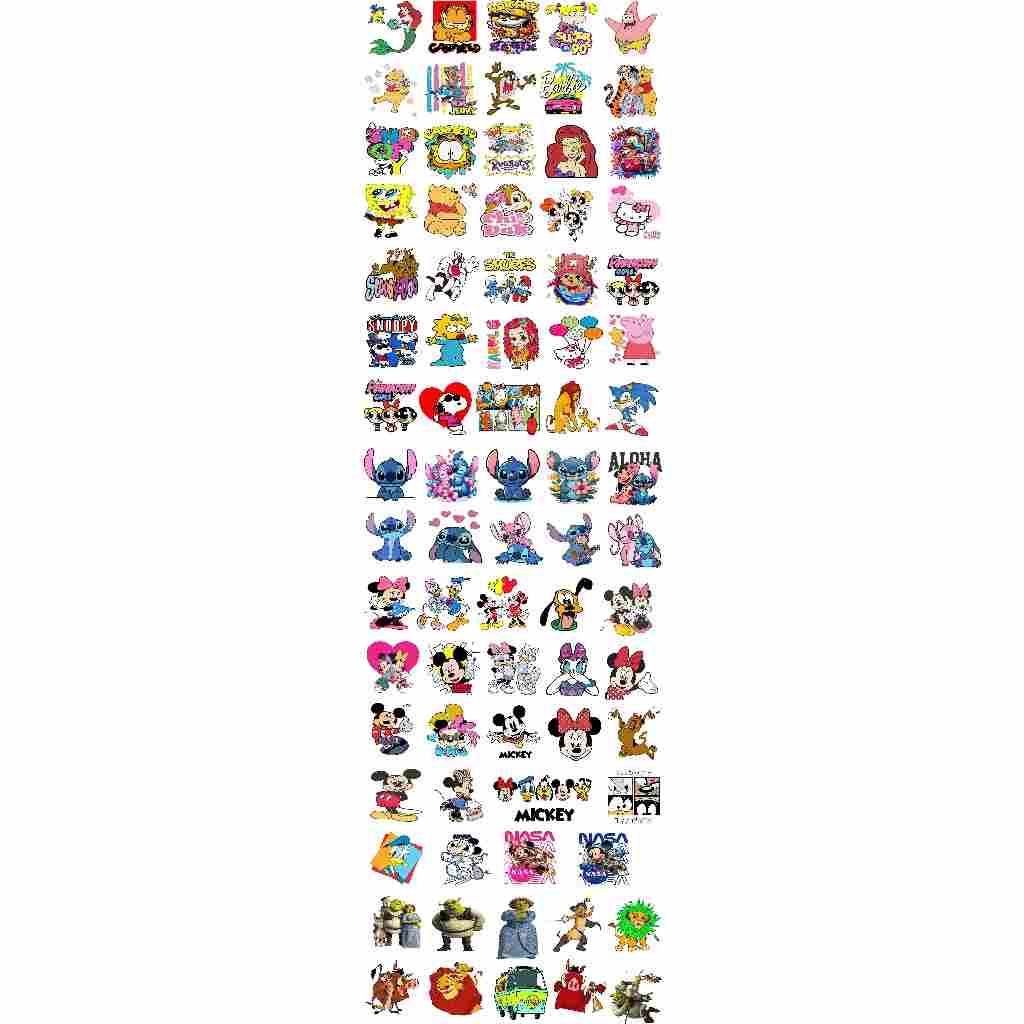 DTF Impressão Pronta Estampa Para Camisetas Desenhos e Personagens Variados Varios Tamanhos Oferta