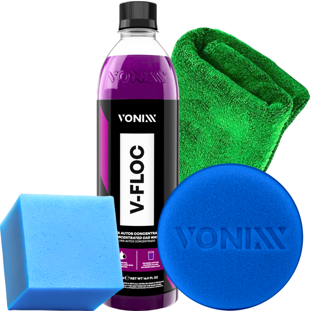 V-Floc 500ml Shampoo pH Neutro Concentrado Lavagem + Pano + Aplicador em Oferta na Shopee