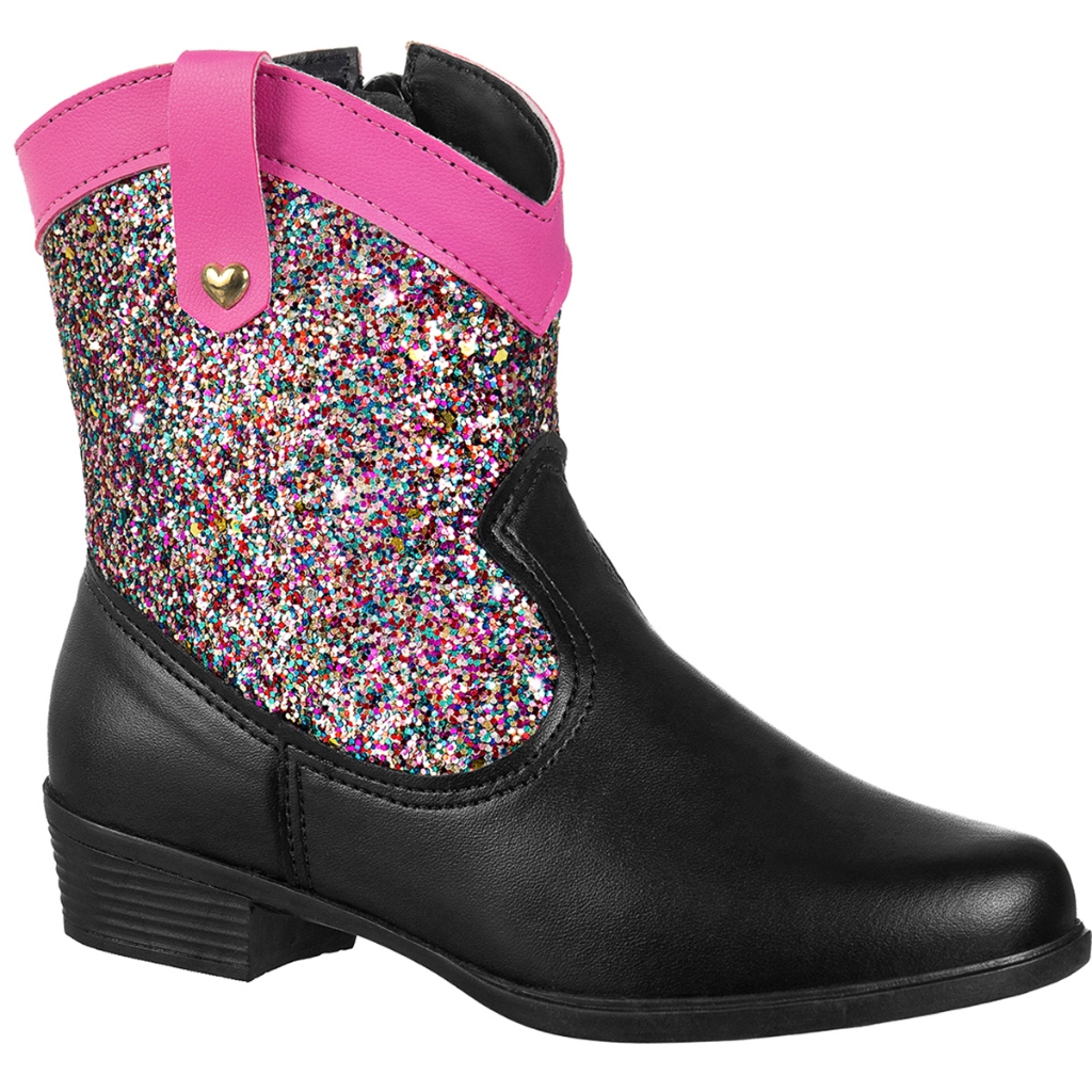 Bota Feminina GiGiL Teen Texana Country Infantil Saltinho Baixo Médio Cano Curto Confortável Moda Glitter Brilhante em Oferta na Shopee