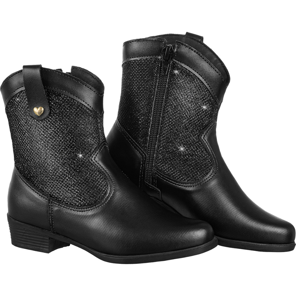 Bota Texana Feminina GiGiL Teen Country Infantil Saltinho Baixo Médio Cano Curto Confortável Moda Glitter Brilhante - Baby & Kids Fashion