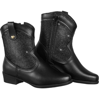 Bota Texana Feminina GiGiL Teen Country Infantil Saltinho Baixo Médio Cano Curto Confortável Moda Glitter Brilhante em Oferta na Shopee