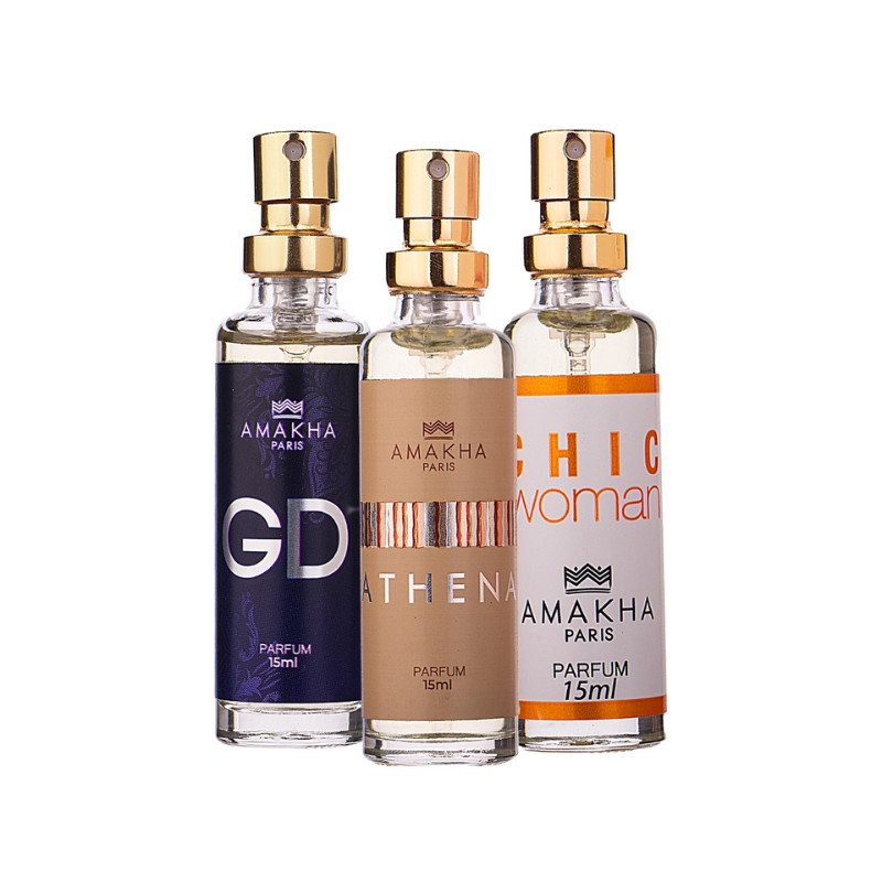 Trio Feminino Floral Noite: GD + Athena + Chic Woman | Perfumaria 15ml Amakha Paris em Oferta na Shopee