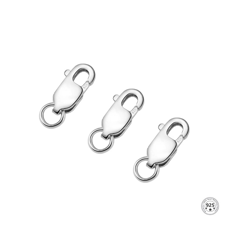 Fecho Mosquetão 11 mm lagosta em Prata pura 925 P/ Correntes E Pulseiras finas