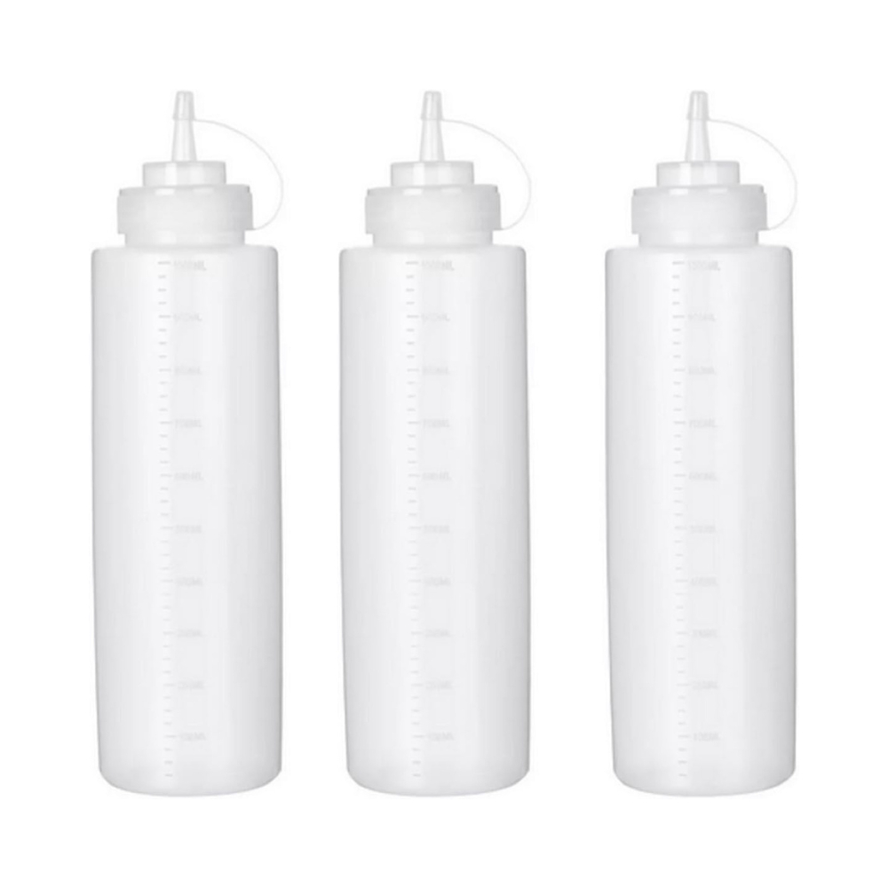 KIT 3 BISNAGAS GRANDE 1 LITRO - Bisnaga para Molhos - Ótima para uso em Hamburgueria e Restaurante em Oferta na Shopee