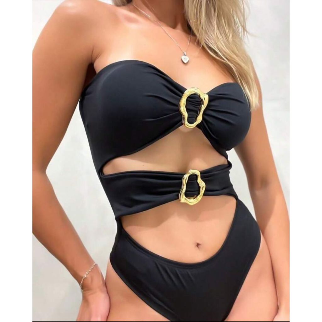 Body Feminino Tomara Que Caia Com Bojo Fivela Concha Suplex
