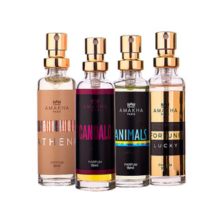 Kit Ele & Ela Noite: Athena + Escandalosa + Animals + Fortune Luck | Perfumaria 15ml Amakha Paris