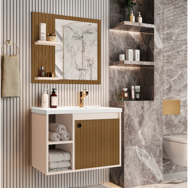Conjunto Gabinete Balcão Banheiro Espelheira Cuba Adônis - Varias Cores