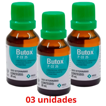 KIT Butox P CE25 Deltametrina 20ml Solução Veterinária para Bovinos e Equinos