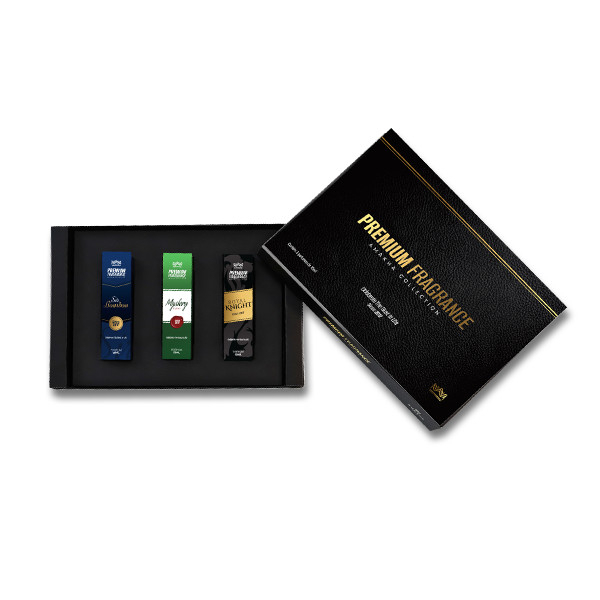 Estojo Com 3 Perfumes Premium Fragrance: Royal Knight + Mystery Blend + Sir Bourbon | Amakha Paris