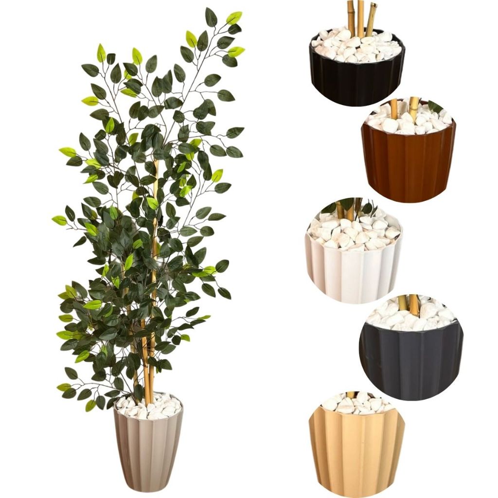 Planta Artificial Fícus Verde Benjamina Vaso Decoração Sala