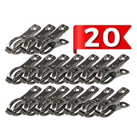 Kit 20 Clips Pregador Inox Varal Lavagem Pinça Para Pendurar Roupa,Prendedor Roupa  Forte Segurar em Oferta na Shopee