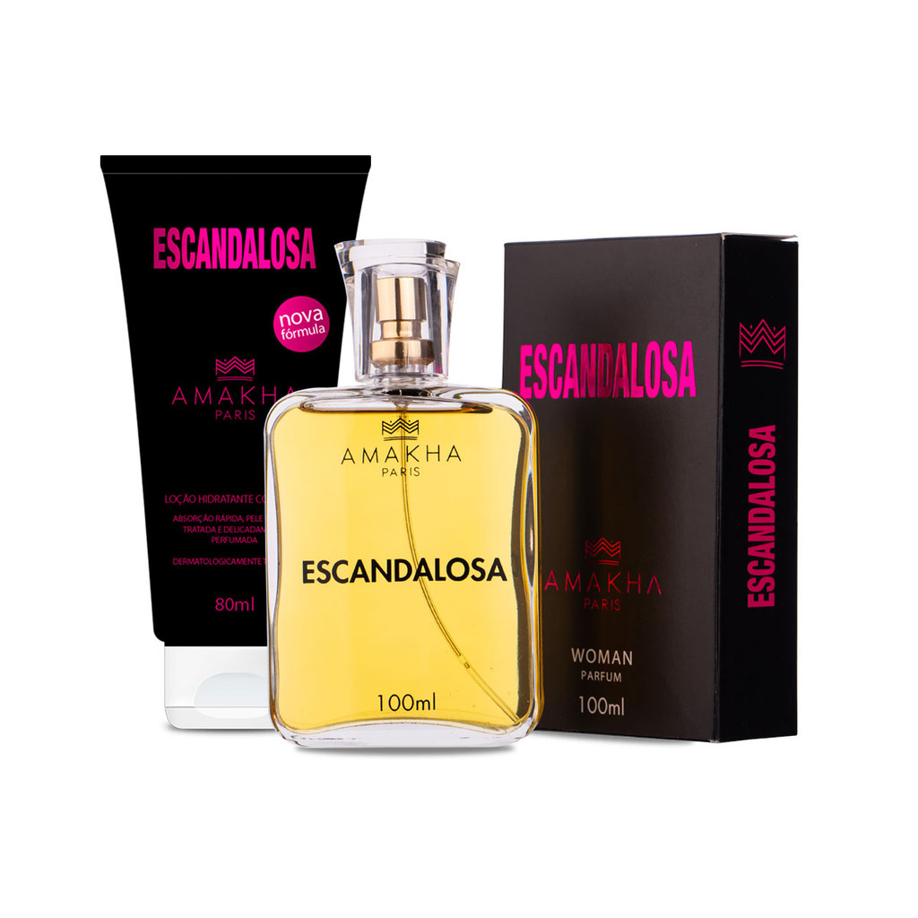 Kit Essencial Feminino Escandalosa: Perfume 100ml + Hidratante 80ml | Amakha Paris em Oferta na Shopee