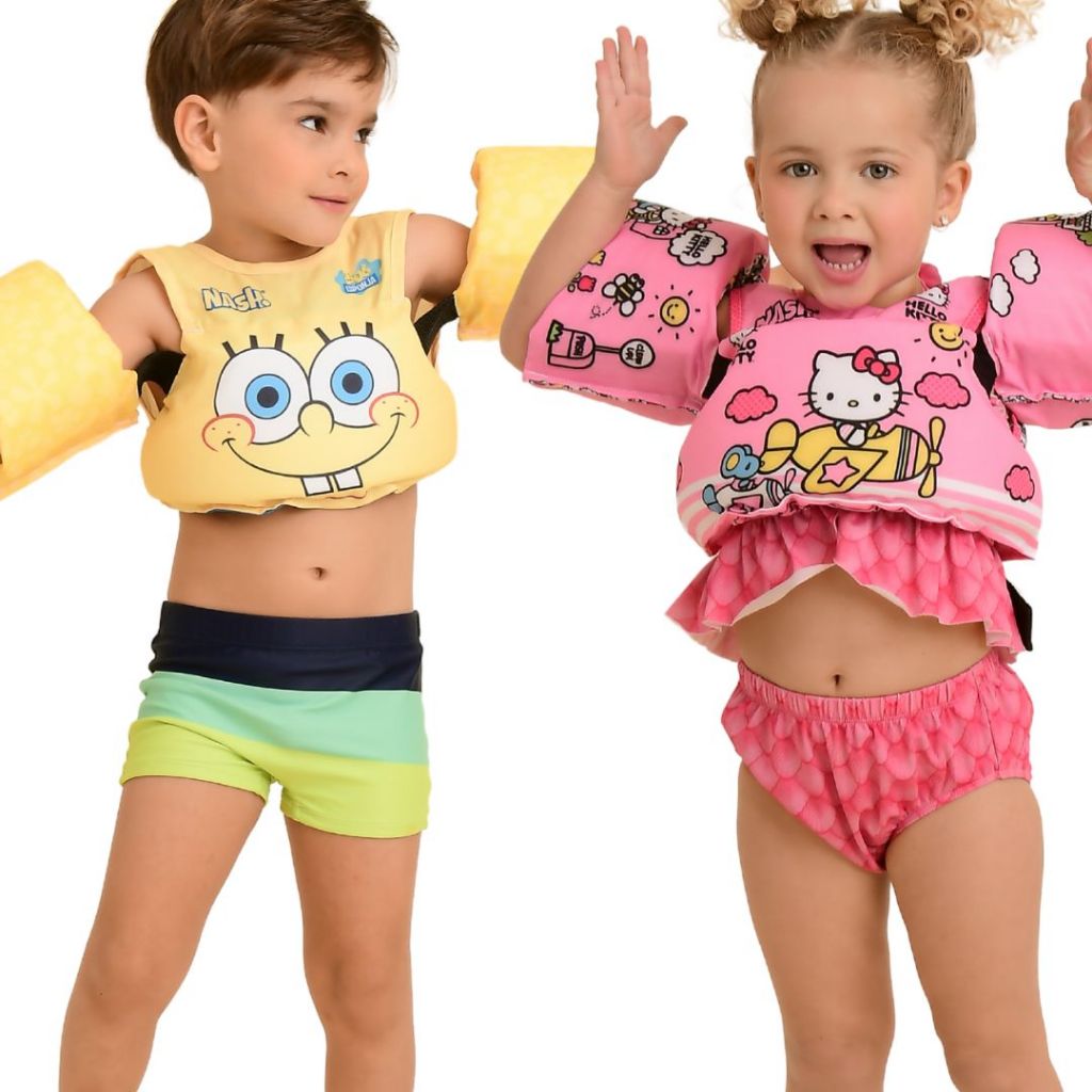 Boia Infantil com Colete Salva Vidas Nash 25kg Hello Kitty / Bob Esponja em Oferta na Shopee