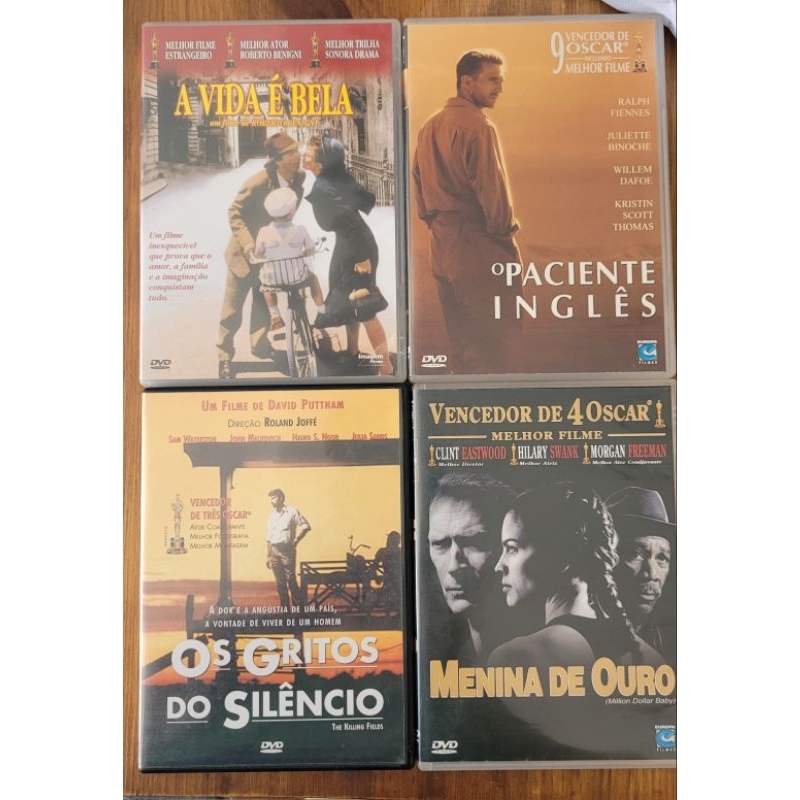 DVD Original Menina de Ouro,  O paciente ingles, A vida é Bela, Os gritos do silencio, Veronica decide morrer Friends...