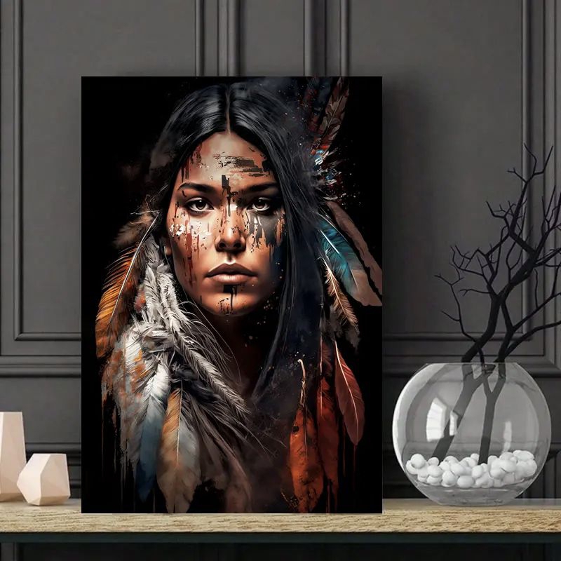 quadro decorativo Índia cocar colorido