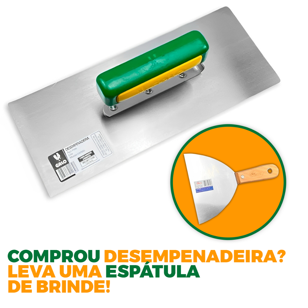 Desempenadeira Aço Inox/Temperado + Espátula 10/12/15CM Compel Para Massa Corrida Texturas Original
