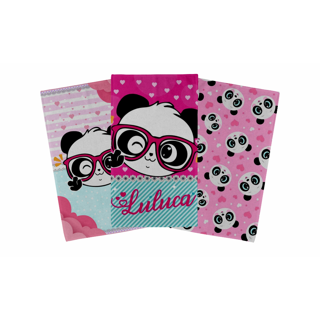 Kit 3 Toalhas de Rosto Banho 30x48cm - Temática LULUCA PANDA em Oferta na Shopee