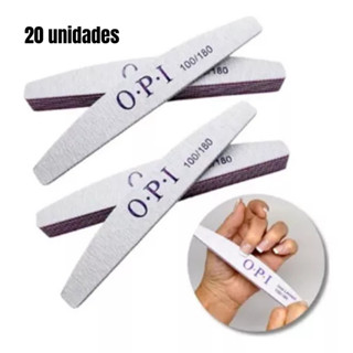 Kit 20 Lixas de Unha Bumerangue Lavável 100/180 Boomerang Banana Alongamento Gel Fibra
