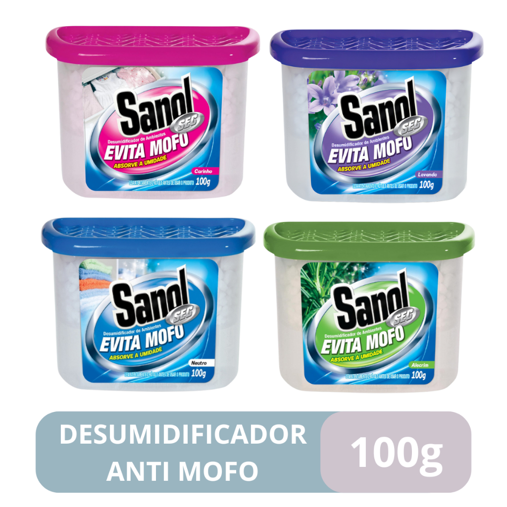 Desumidificador Anti Mofo Evita Mofo 100G Sanol Sec Varias Frangrâncias - Home & Living