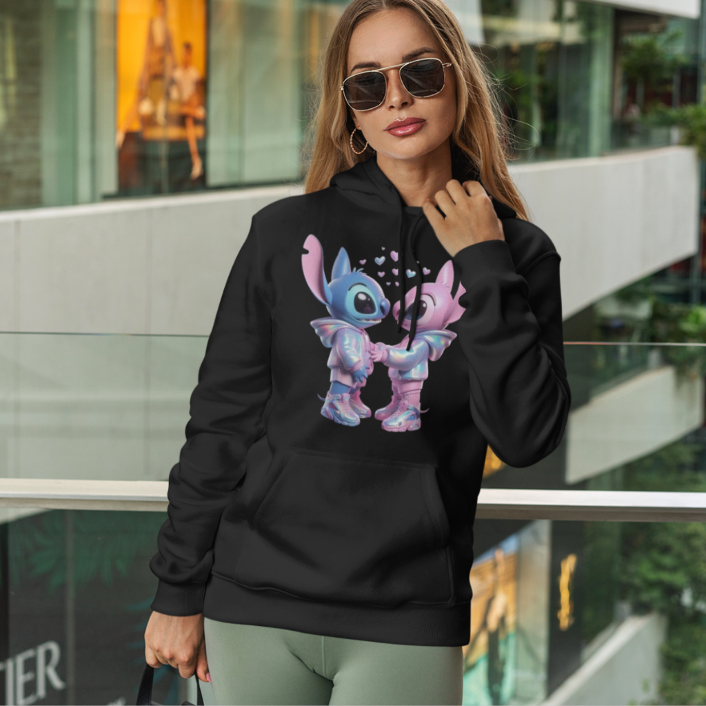 Moletom Lilo Stitch Canguru Com Capuz Stitch Letter Casaco Aloha Unissex Casaco