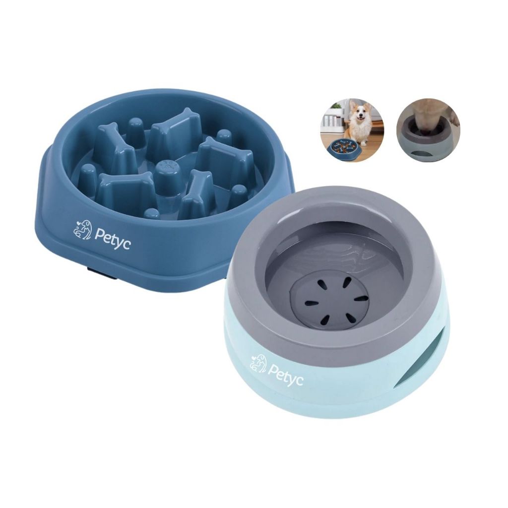 Bebedouro Pet Pelo Sequinho + Comedouro Treinador Lento Adestramento Canino e Felino PETYC Novo Kit
