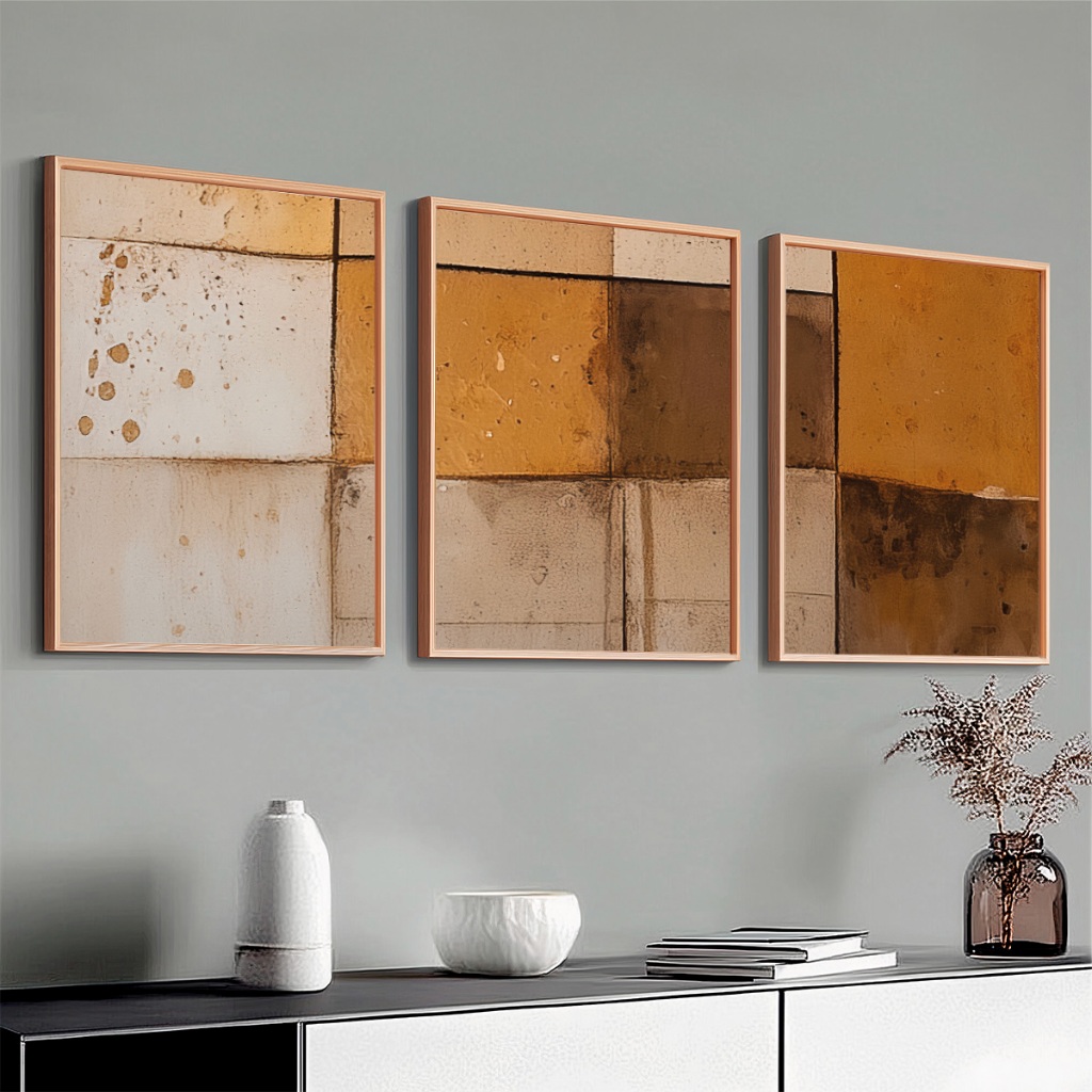Quadro Decorativo Com Moldura Grande Abstrato Geométrico Moderno