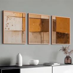 Quadro Decorativo Com Moldura Grande Abstrato Geométrico Moderno