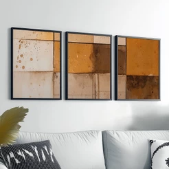 Quadro Decorativo Com Moldura 50x70 Grande Abstrato Geométrico Moderno Sala
