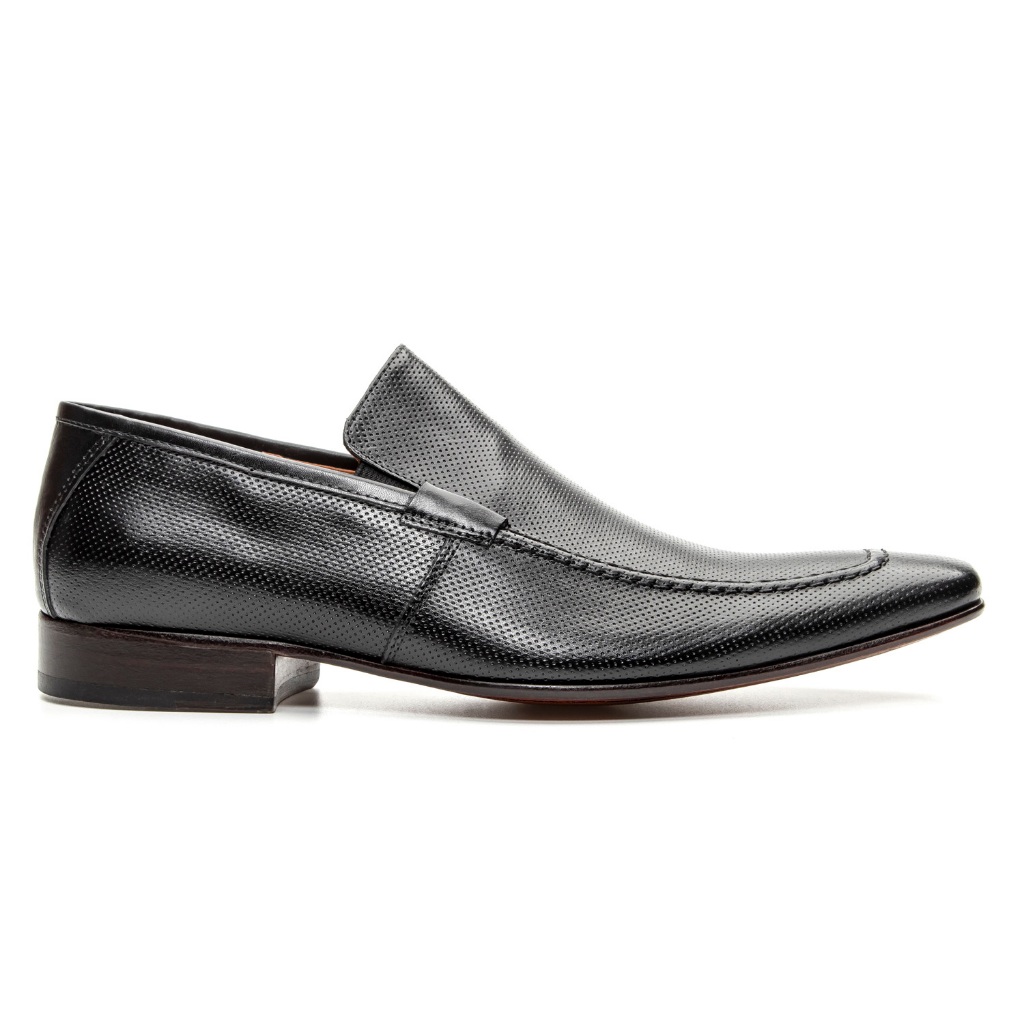 Sapato Social Masculino Couro Legítimo Microfuros Mocassim Estlio Italiano Bico Fino Bigioni