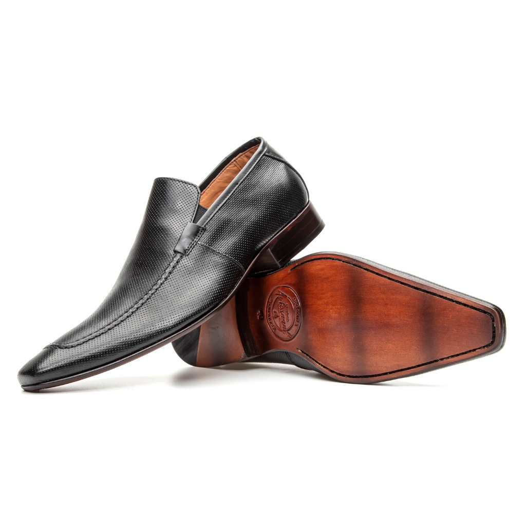 Sapato Social Mocassim Masculino Couro Legítimo Estilo Italiano Bico Fino Bigioni